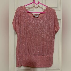 Vintage Ronni Nicole sparkly pink blouse XL